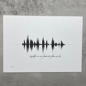 NEW Together Is Our Favorite Soundwave Wall Art Print 5x7in Black White Modern